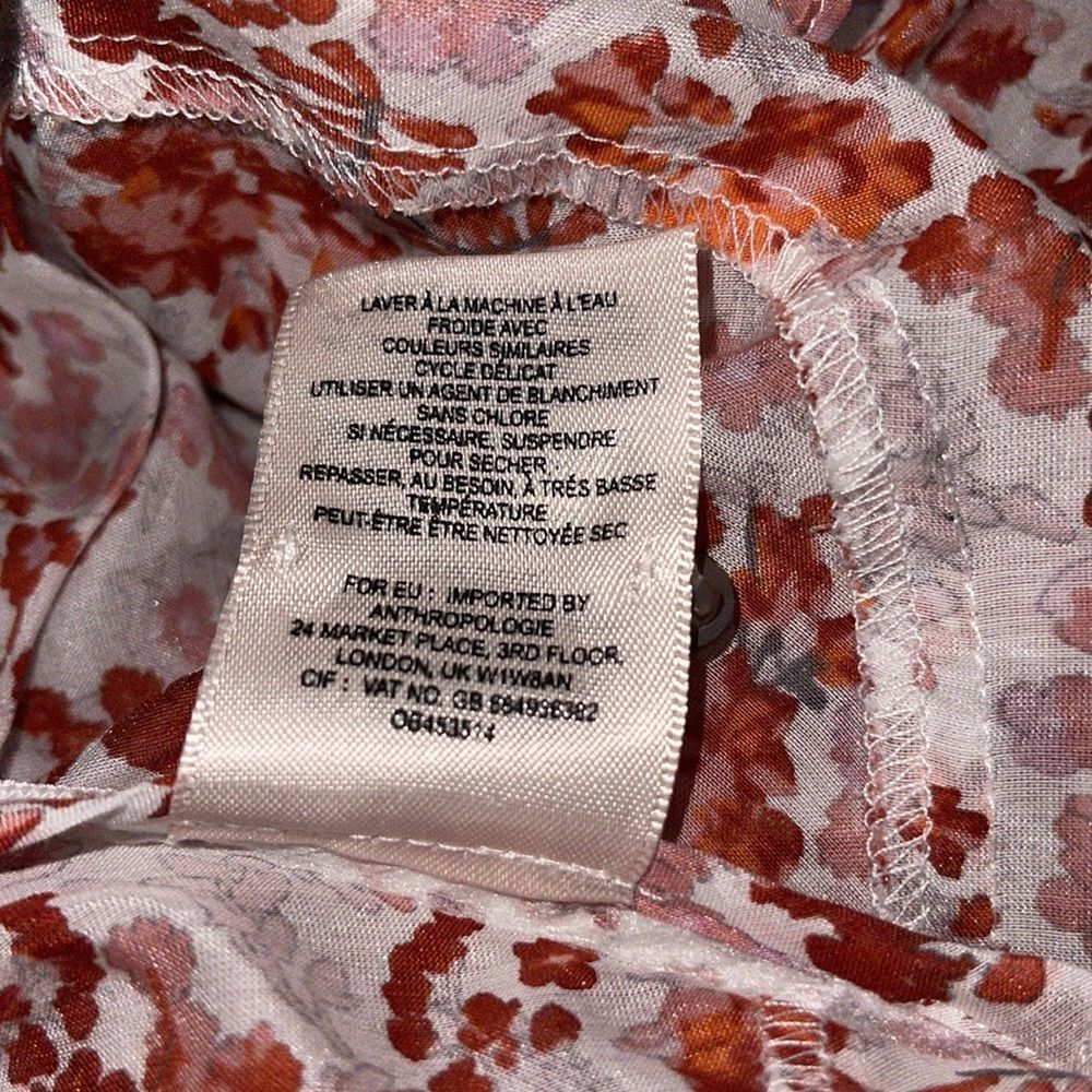 ANTHROPOLOGIE Moulinette Soeurs‎ Amelie Blouse, Floral, Romantic, Size 2, NWOT! - Picture 6 of 7